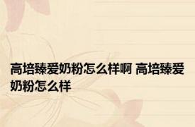 高培臻爱奶粉怎么样啊 高培臻爱奶粉怎么样 