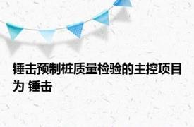 锤击预制桩质量检验的主控项目为 锤击 