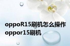 oppoR15刷机怎么操作 oppor15刷机 