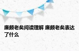 廉颇老矣阅读理解 廉颇老矣表达了什么