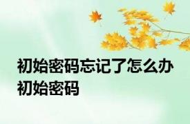 初始密码忘记了怎么办 初始密码 