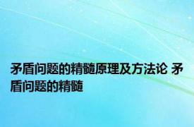 矛盾问题的精髓原理及方法论 矛盾问题的精髓 