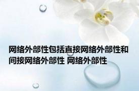 网络外部性包括直接网络外部性和间接网络外部性 网络外部性 