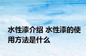 水性漆介绍 水性漆的使用方法是什么