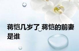 蒋恺几岁了 蒋恺的前妻是谁 
