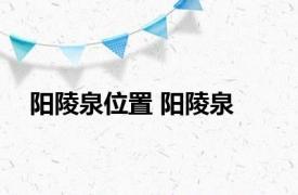 阳陵泉位置 阳陵泉 