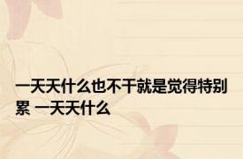 一天天什么也不干就是觉得特别累 一天天什么 