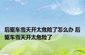 后驱车雪天开太危险了怎么办 后驱车雪天开太危险了 