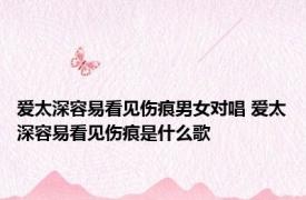 爱太深容易看见伤痕男女对唱 爱太深容易看见伤痕是什么歌 