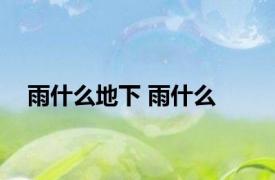 雨什么地下 雨什么 