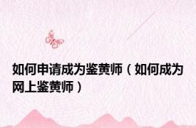 如何申请成为鉴黄师（如何成为网上鉴黄师）
