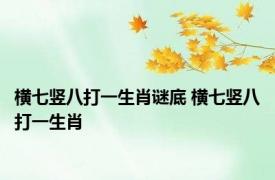 横七竖八打一生肖谜底 横七竖八打一生肖 