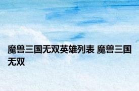 魔兽三国无双英雄列表 魔兽三国无双 
