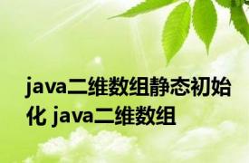 java二维数组静态初始化 java二维数组 