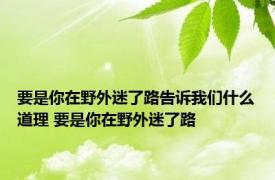 要是你在野外迷了路告诉我们什么道理 要是你在野外迷了路 