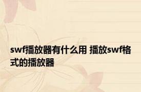 swf播放器有什么用 播放swf格式的播放器 