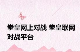 拳皇网上对战 拳皇联网对战平台 