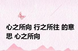 心之所向 行之所往 的意思 心之所向 