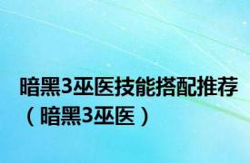 暗黑3巫医技能搭配推荐（暗黑3巫医）