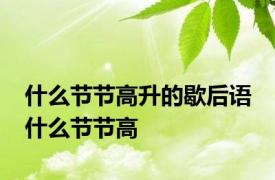 什么节节高升的歇后语 什么节节高 
