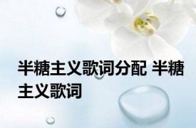 半糖主义歌词分配 半糖主义歌词 