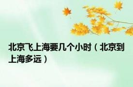 北京飞上海要几个小时（北京到上海多远）