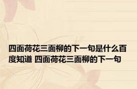 四面荷花三面柳的下一句是什么百度知道 四面荷花三面柳的下一句 