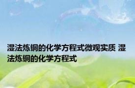 湿法炼铜的化学方程式微观实质 湿法炼铜的化学方程式 
