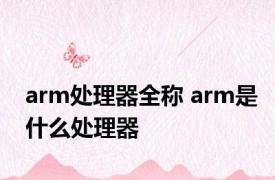 arm处理器全称 arm是什么处理器