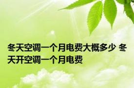 冬天空调一个月电费大概多少 冬天开空调一个月电费 