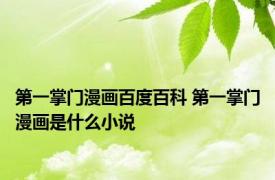 第一掌门漫画百度百科 第一掌门漫画是什么小说