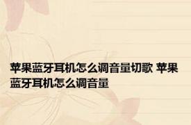 苹果蓝牙耳机怎么调音量切歌 苹果蓝牙耳机怎么调音量 