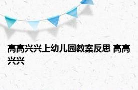 高高兴兴上幼儿园教案反思 高高兴兴 
