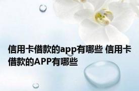 信用卡借款的app有哪些 信用卡借款的APP有哪些