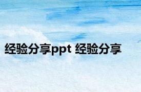 经验分享ppt 经验分享 