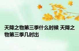 天降之物第三季什么时候 天降之物第三季几时出 