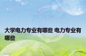 大学电力专业有哪些 电力专业有哪些 