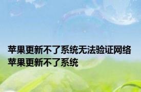 苹果更新不了系统无法验证网络 苹果更新不了系统 