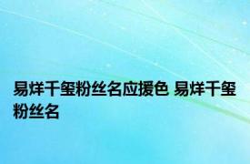 易烊千玺粉丝名应援色 易烊千玺粉丝名 