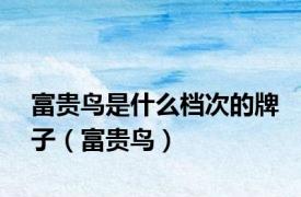 富贵鸟是什么档次的牌子（富贵鸟）