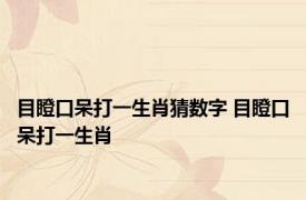 目瞪口呆打一生肖猜数字 目瞪口呆打一生肖 
