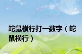 蛇鼠横行打一数字（蛇鼠横行）
