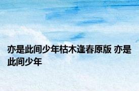 亦是此间少年枯木逢春原版 亦是此间少年 