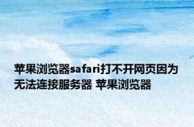 苹果浏览器safari打不开网页因为无法连接服务器 苹果浏览器 