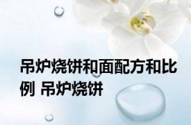 吊炉烧饼和面配方和比例 吊炉烧饼 