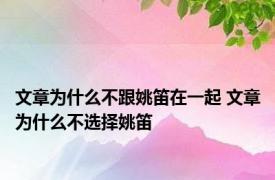 文章为什么不跟姚笛在一起 文章为什么不选择姚笛 