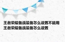 王者荣耀备战装备怎么设置不能用 王者荣耀备战装备怎么设置