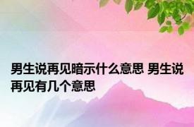 男生说再见暗示什么意思 男生说再见有几个意思 