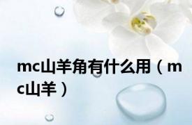 mc山羊角有什么用（mc山羊）