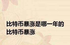 比特币暴涨是哪一年的 比特币暴涨 